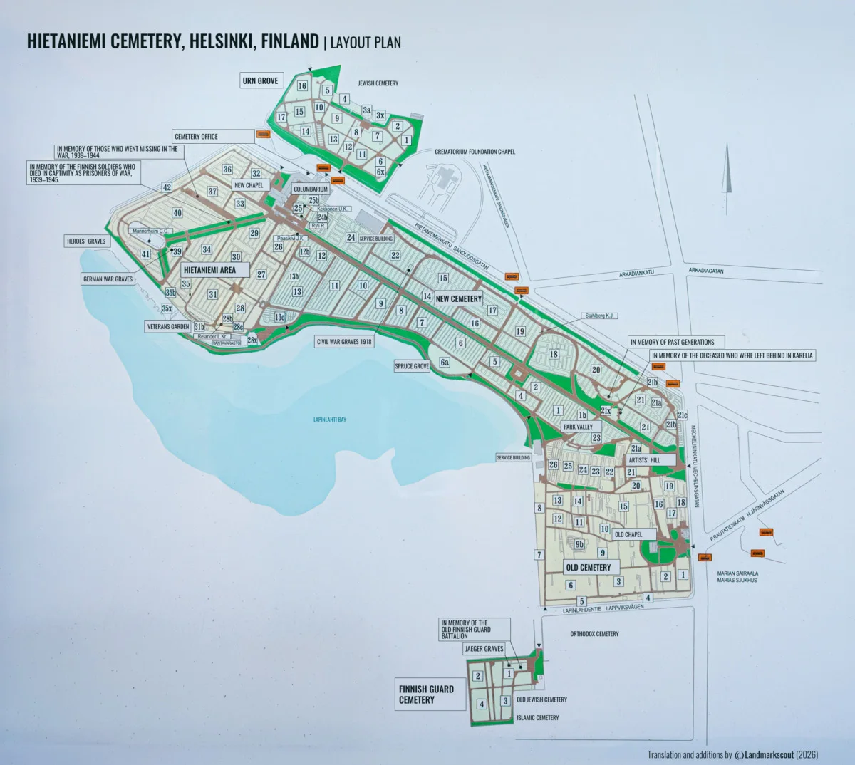 Hietaniemi Cemetery, Helsinki, layout plan