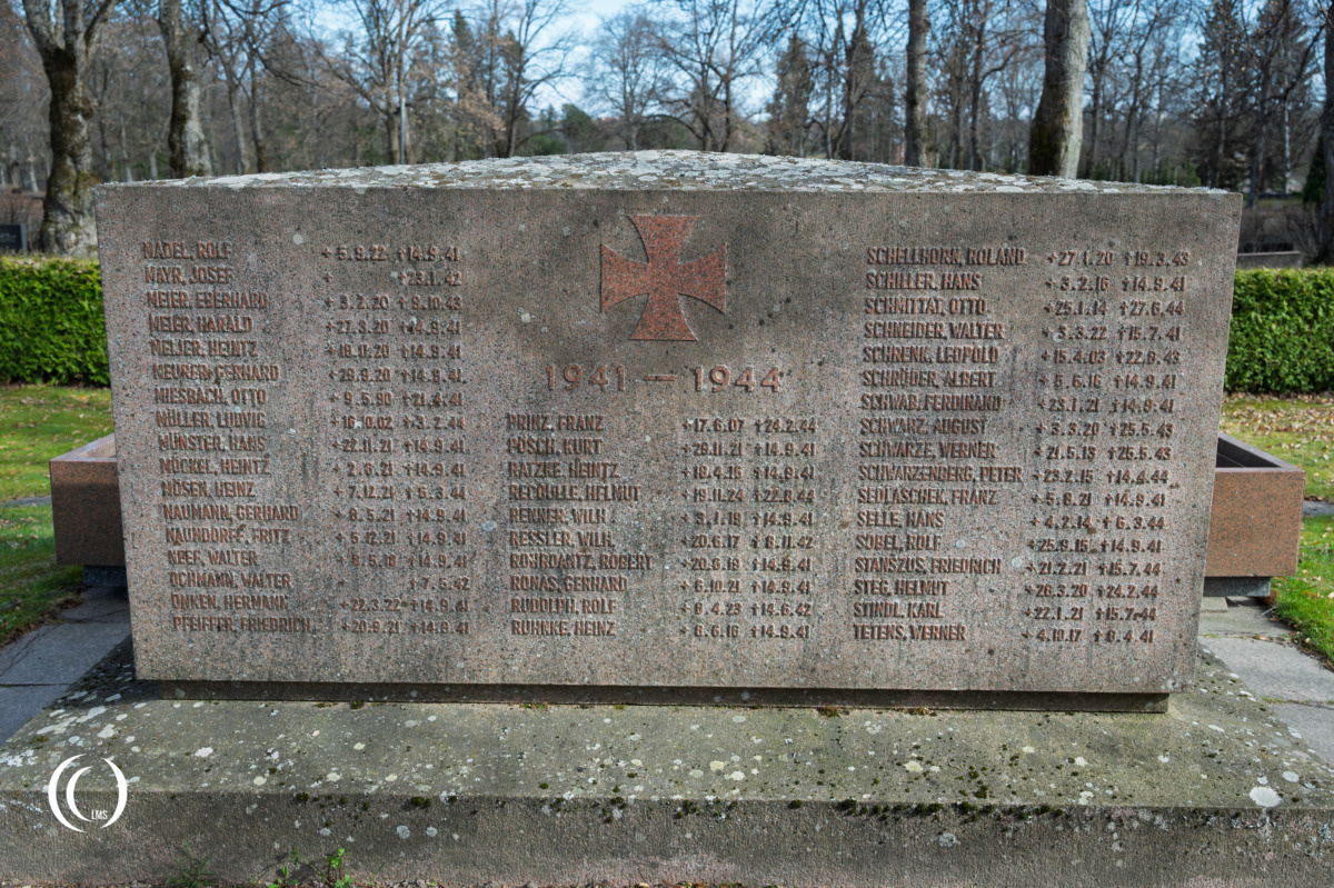 Names of German fallen at Hietaniemi War Cemetery in Helsinki, Finland