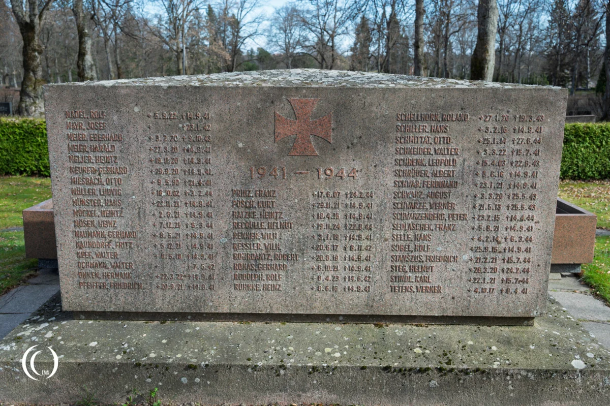 Names of German fallen at Hietaniemi War Cemetery in Helsinki, Finland