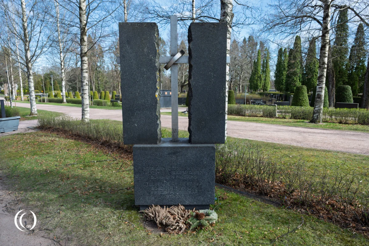 Memorial for the Finnish POWs who died in captivity between 1939 and 1945 at the Hietaniemi War Cemetery in Helsinki, Finland