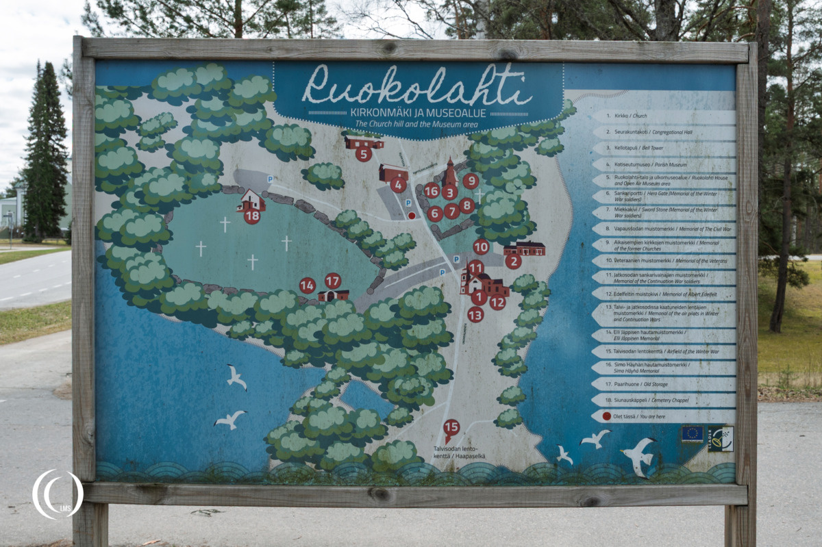 Map with layout of Ruokolahti Cemetery in Finland