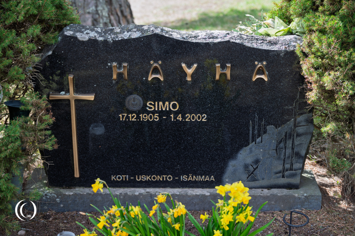 The headstone of sniper Simo Häyhä at the Ruokolahti Cemetery in Finland