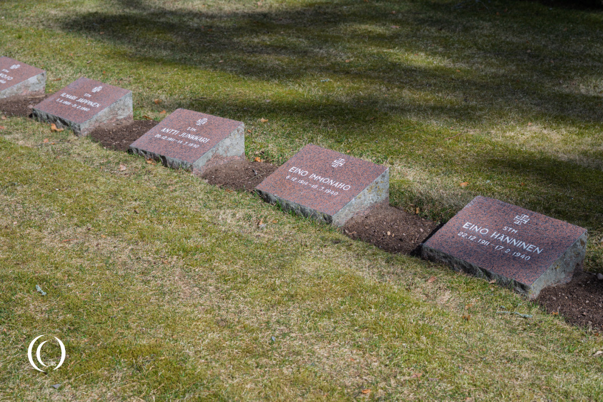 Headstones of fallen soldiers of the Winter War at the Ruokolahti cemetery in Finland