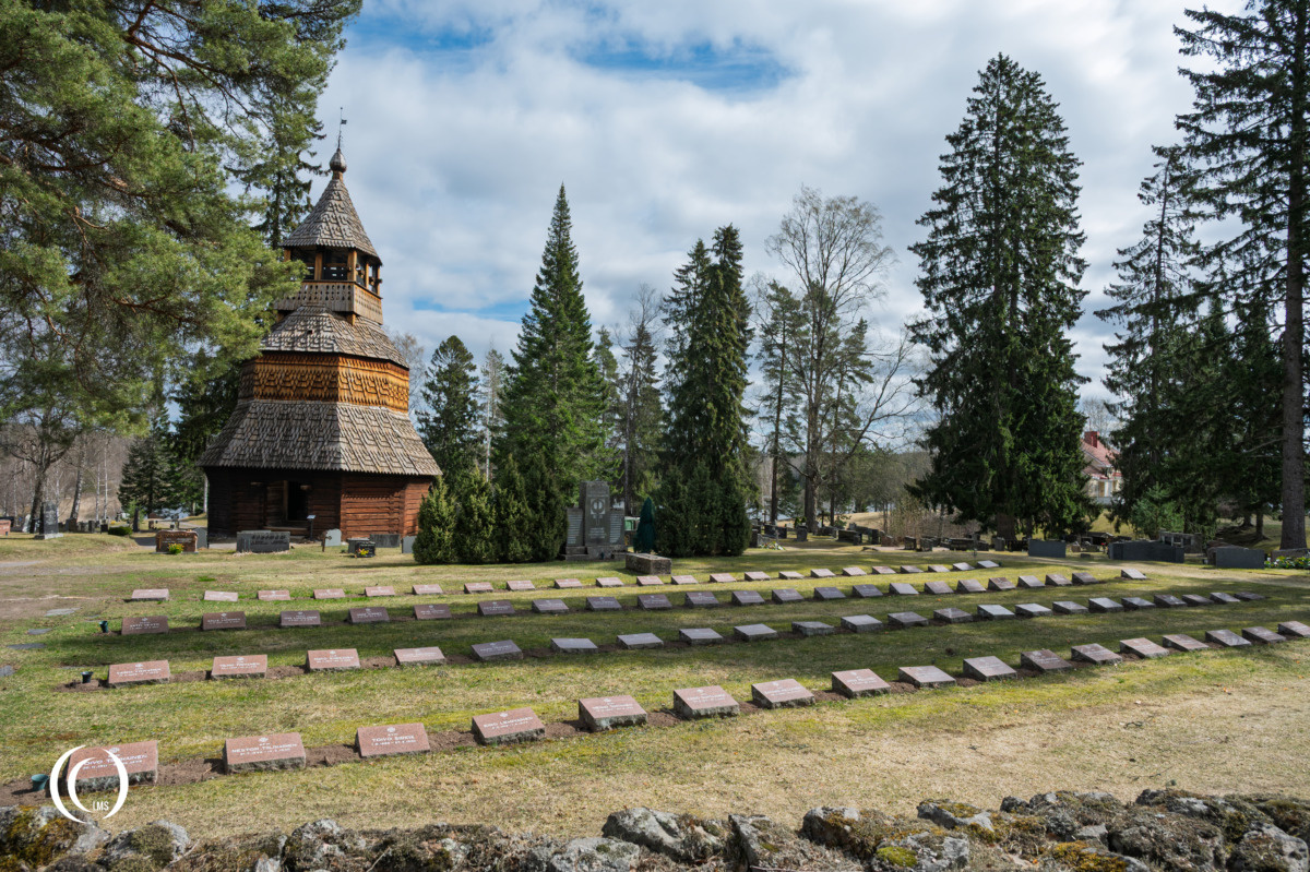 View of the old cemetery section of Ruokolahti Cemetery in Finland