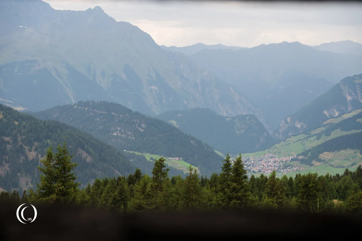 View from the northwest MG embrasure towards the Resia (Reschen) Pass below, Alto Adige, Italy