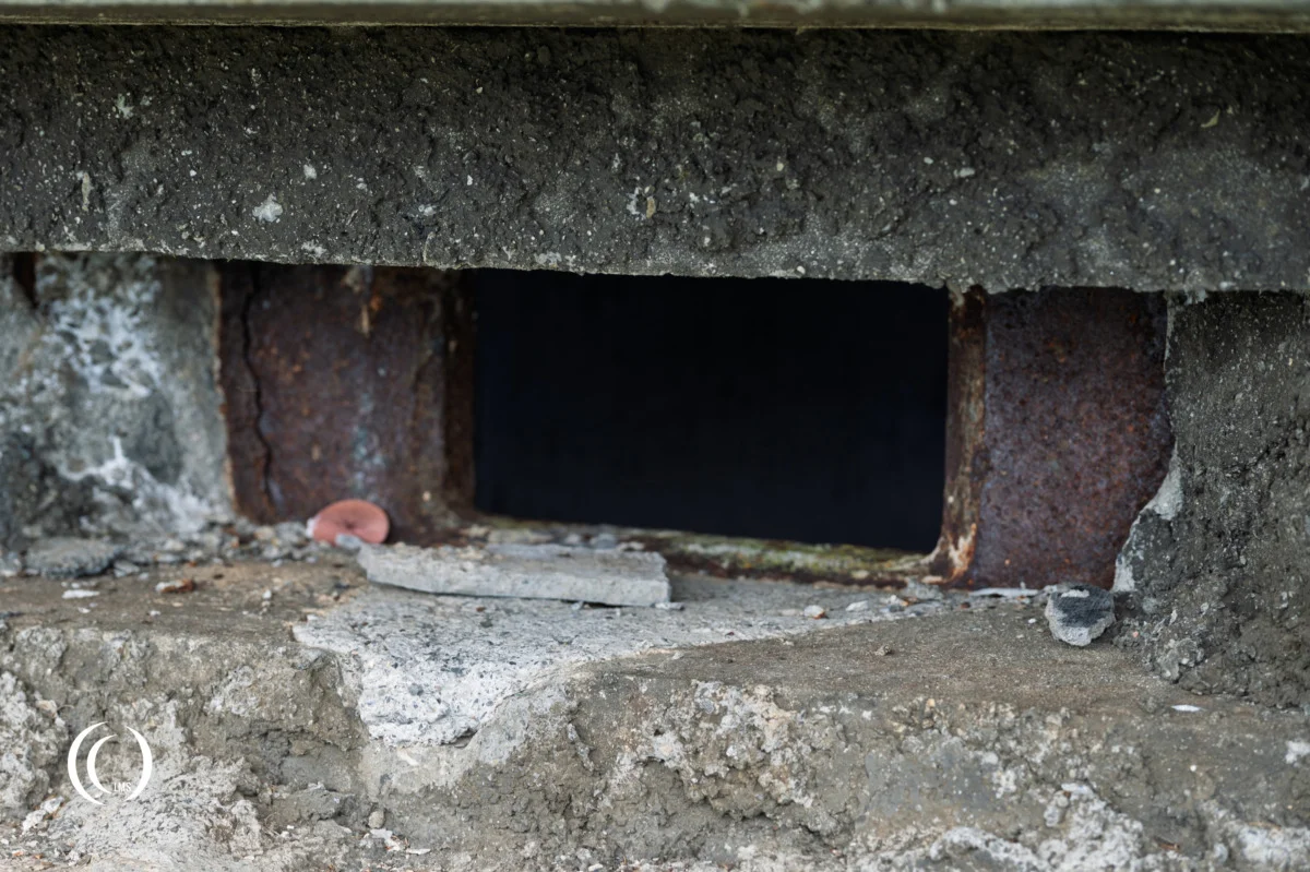 MG embrasure of bunker (Opera VI) of the Pian dei Morti barrier in Alto Adige, Italy