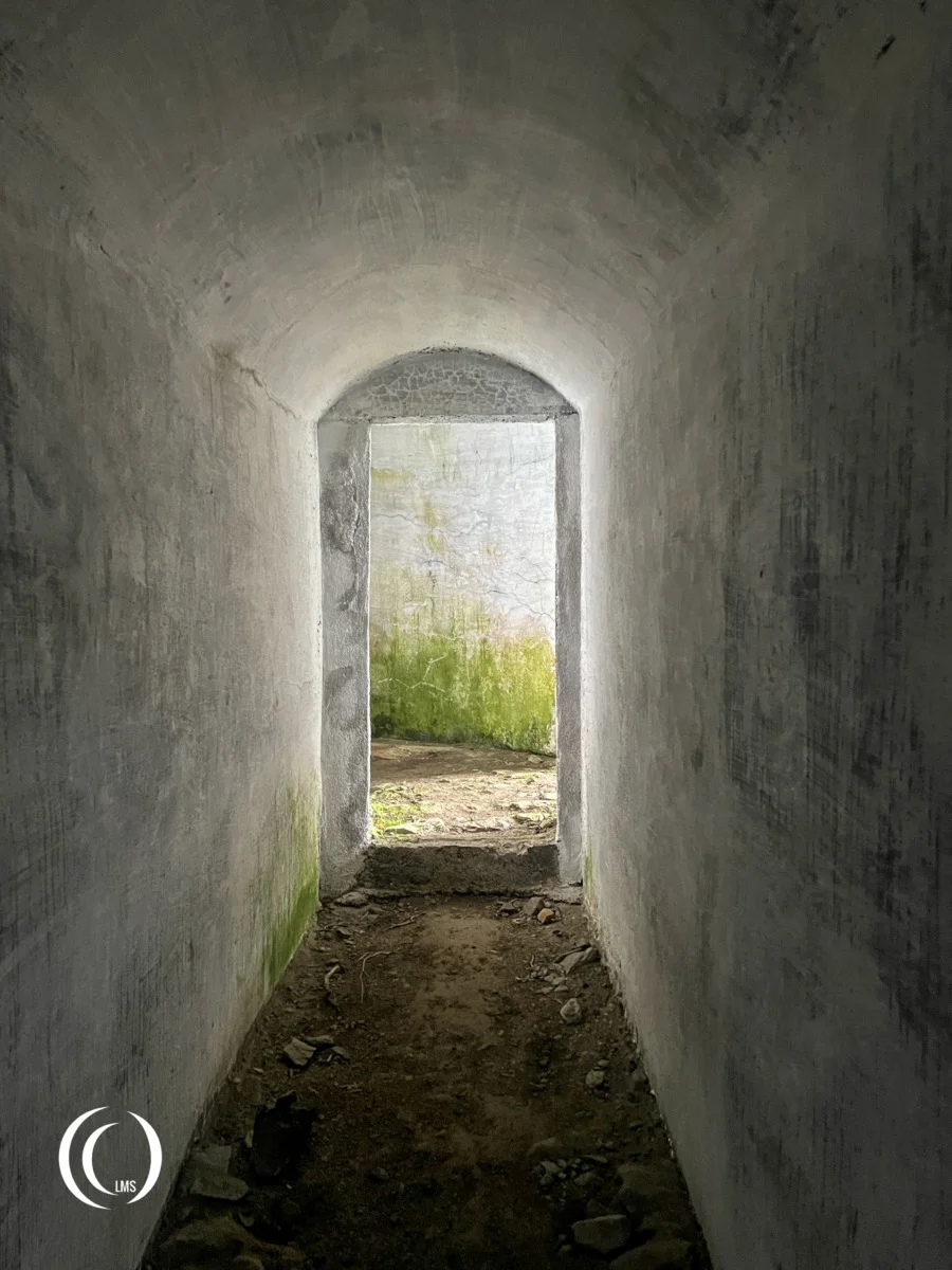 Tunnel exit of bunker (Opera VI) of the Pian dei Morti barrier in Alto Adige, Italy