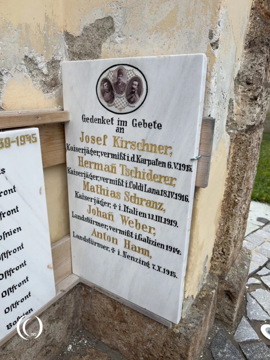 Names of the fallen of World War One in Ladis, Austria