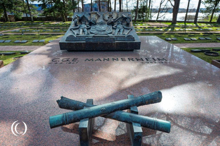 The grave of Carl Gustaf Mannerheim at Hietaniemi Cemetery in. Helsinki, Finland