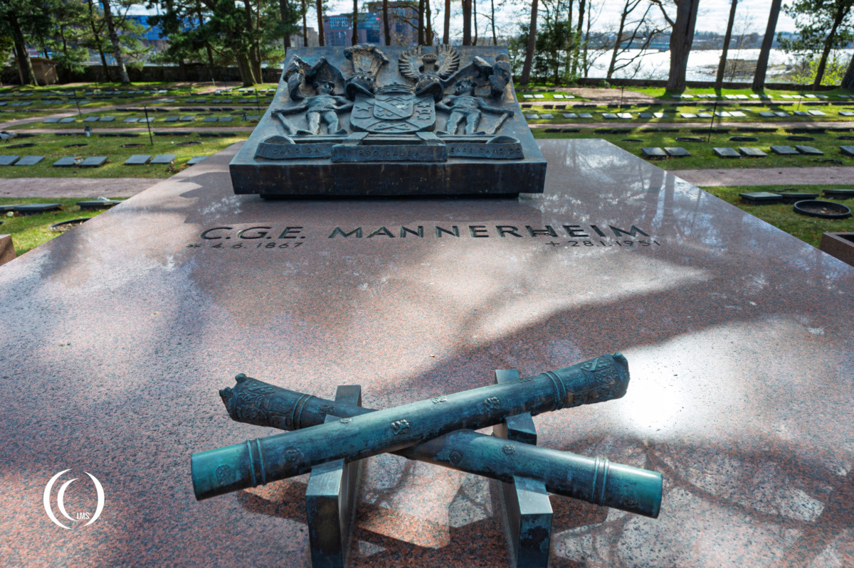 The grave of Carl Gustaf Mannerheim at Hietaniemi Cemetery in. Helsinki, Finland