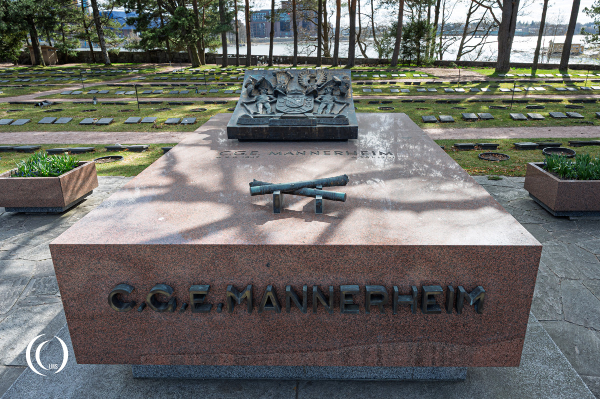 The grave of Carl Gustaf Mannerheim at Hietaniemi Cemetery in. Helsinki, Finland