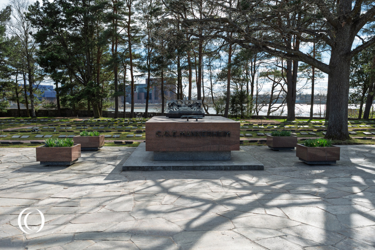 The grave of Carl Gustaf Mannerheim at Hietaniemi Cemetery in. Helsinki, Finland