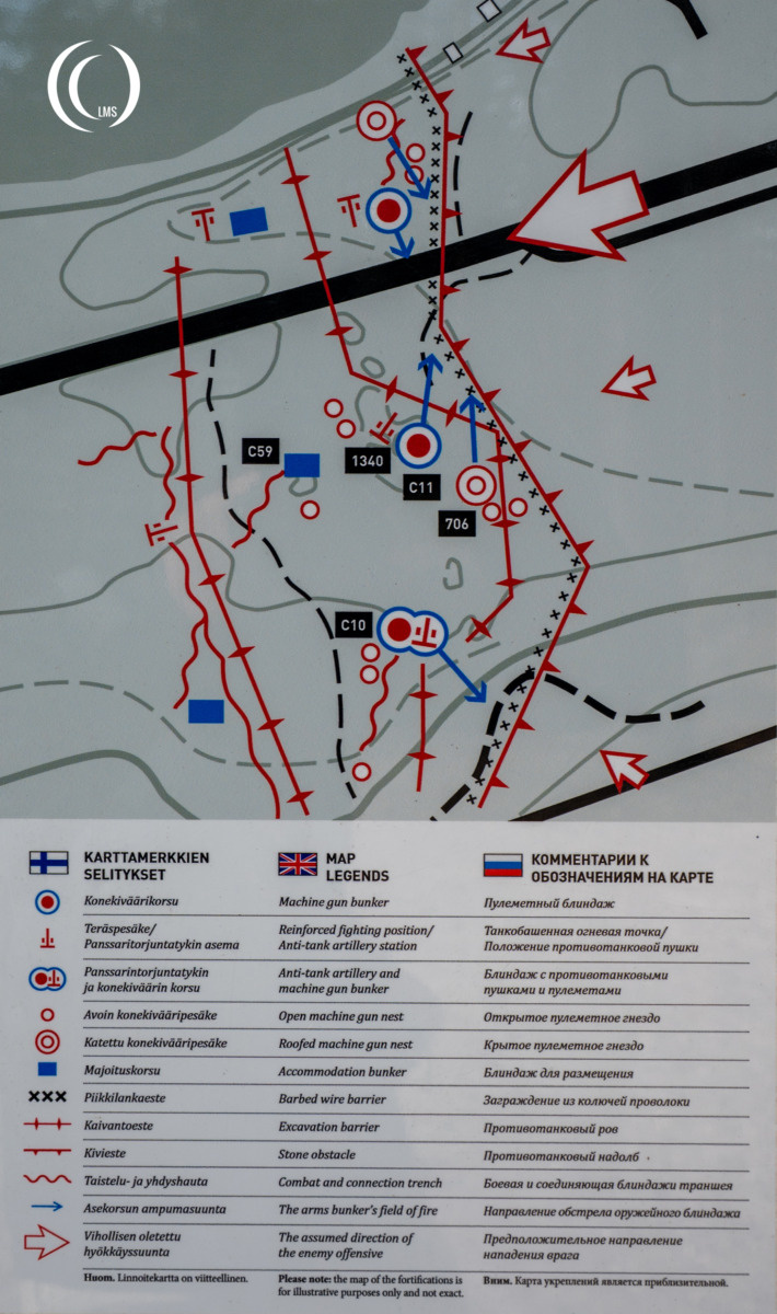 Map of fortifications of the Salpa Line at Askola, Luumäki, Finland