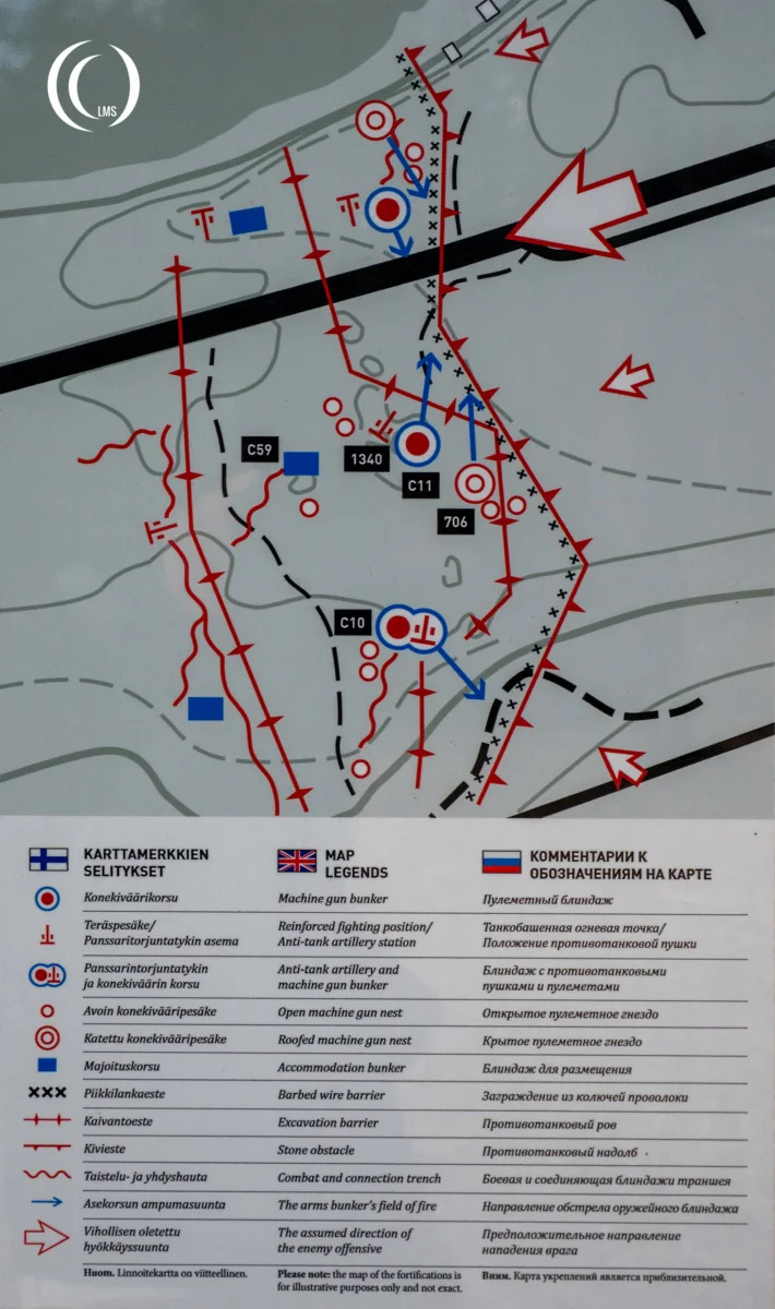 Map of fortifications of the Salpa Line at Askola, Luumäki, Finland