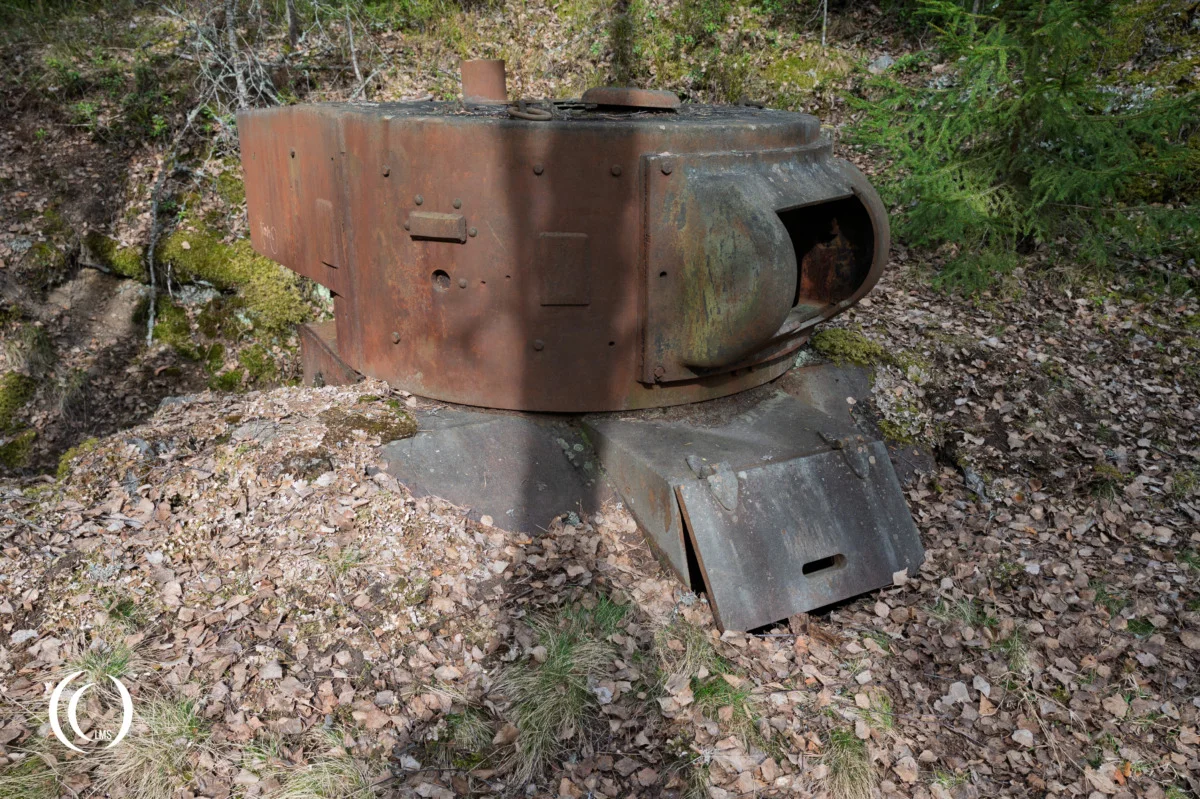 Steel firing position 1342 with BT-5 tank turret at the Salpa Line at Askola, Luumäki, Finland