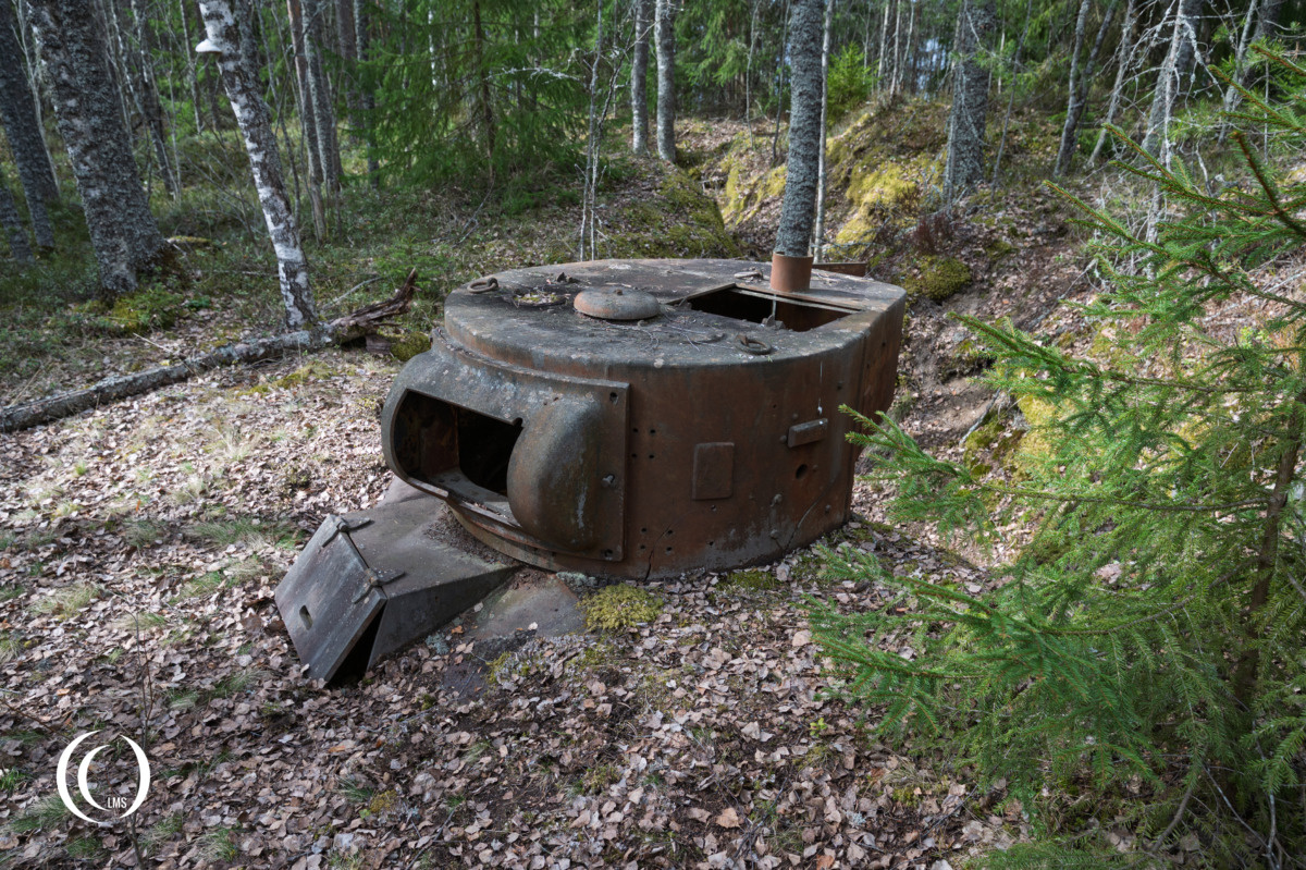 Steel firing position 1342 with BT-5 tank turret at the Salpa Line at Askola, Luumäki, Finland