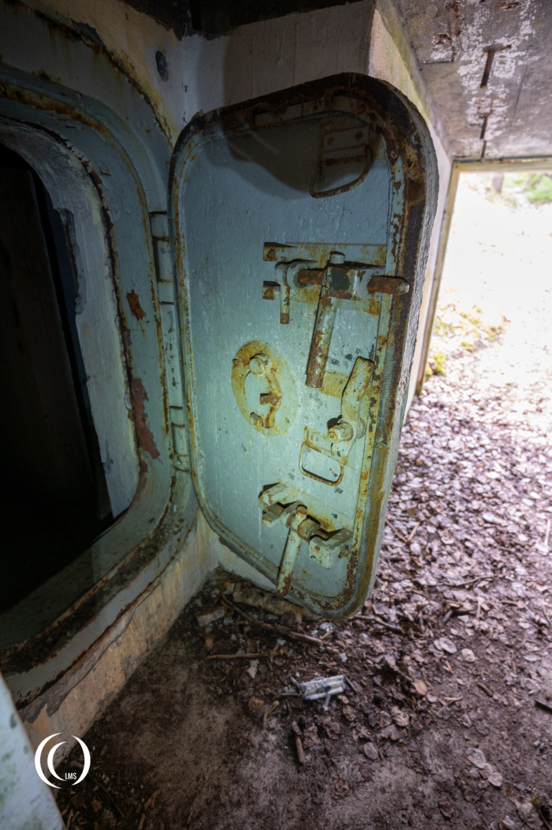 Entrance door into troop accommodation of bunker C60 of the Salpa Line at Askola, Luumäki, Finland