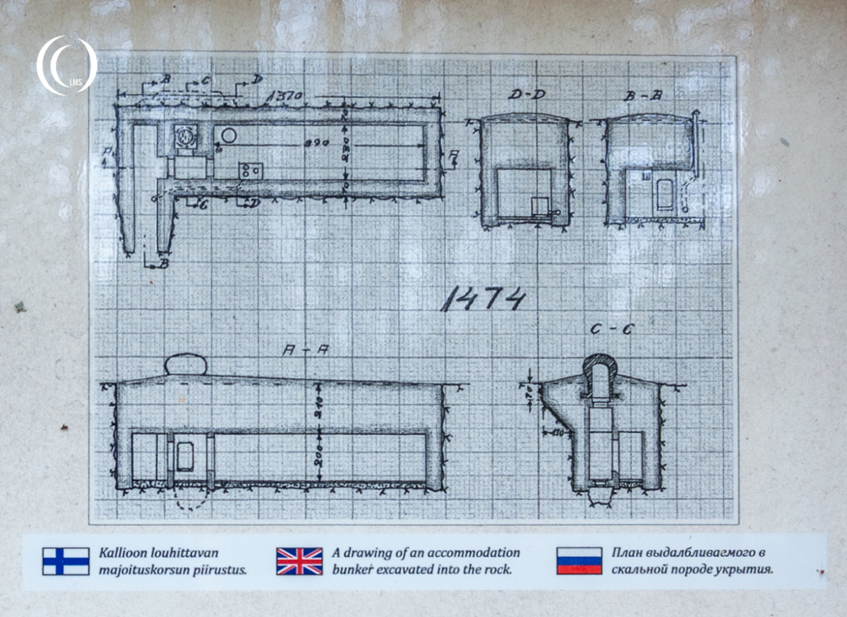 Technical drawing of a standard troop accommodation bunker of the Salpa-Line.