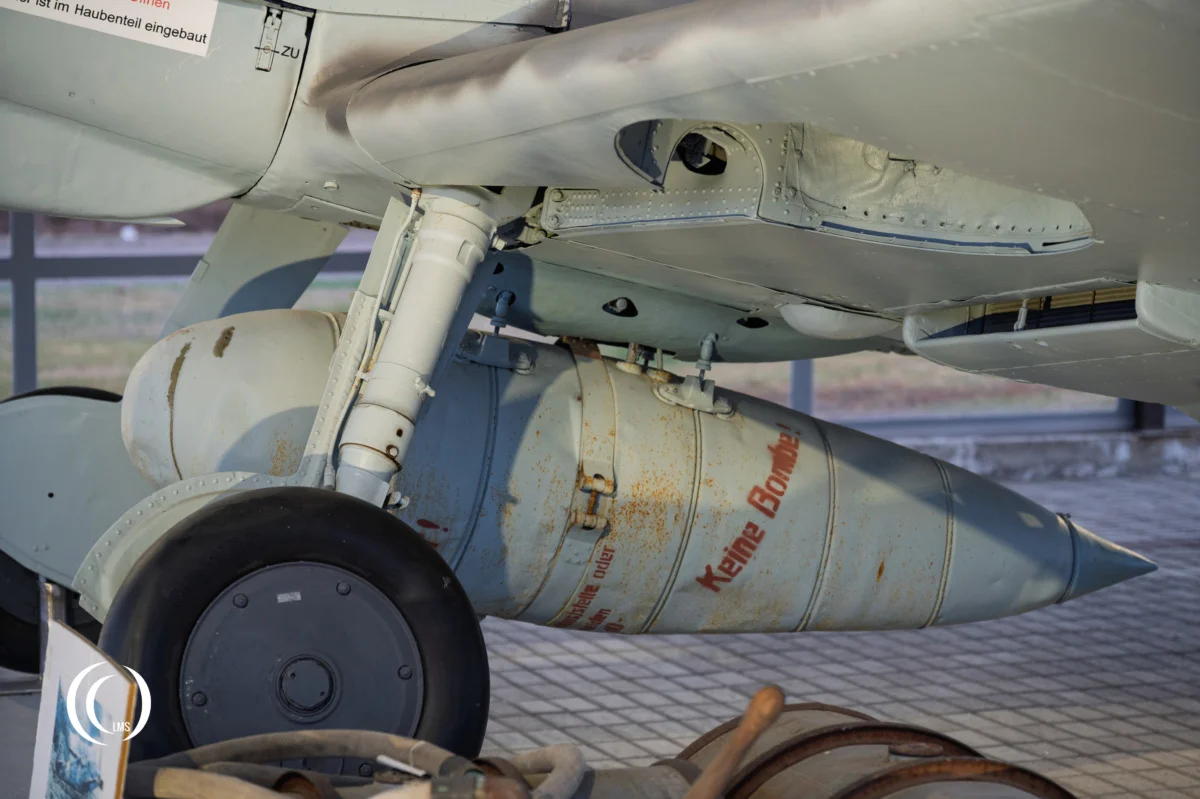 Detail of landing gear of Messerschmitt Bf-109 G-6 MT-452 Yellow 4 at Utti Air Base in Finland