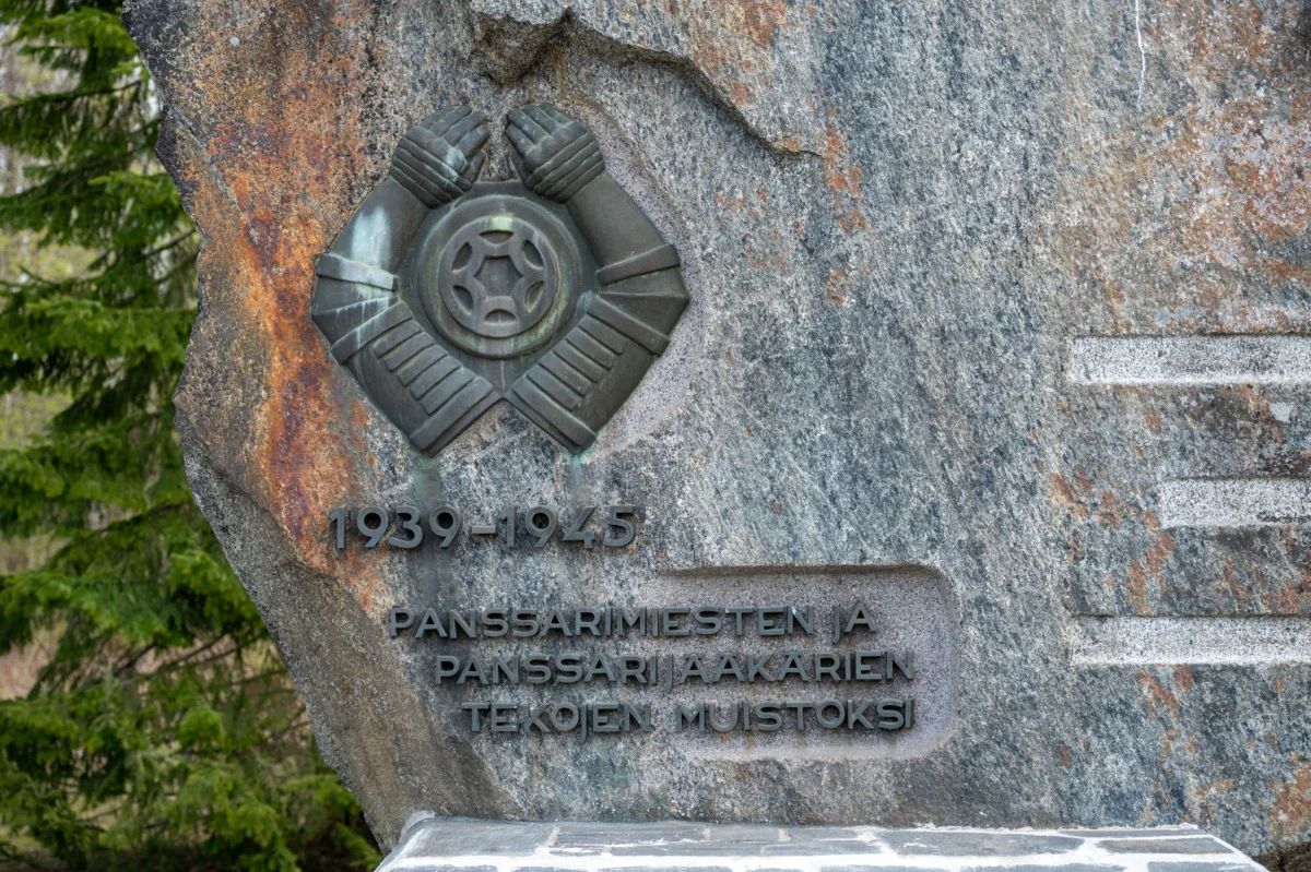 Detail of the Armored Memorial 1939-1945 at the Parola Armoured Brigade Barracks in Finland
