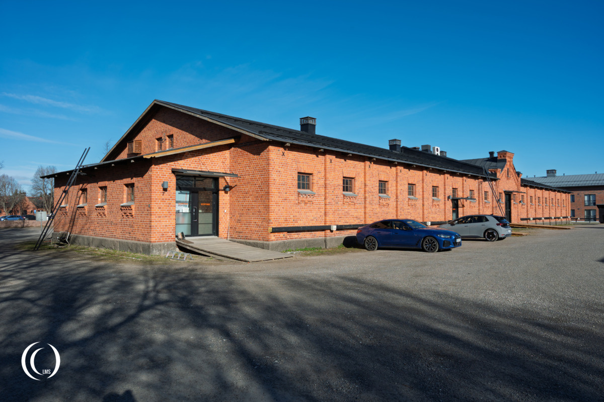 Former horse stables now house businesses at Dragoon Hill, Lappeenranta, Finland