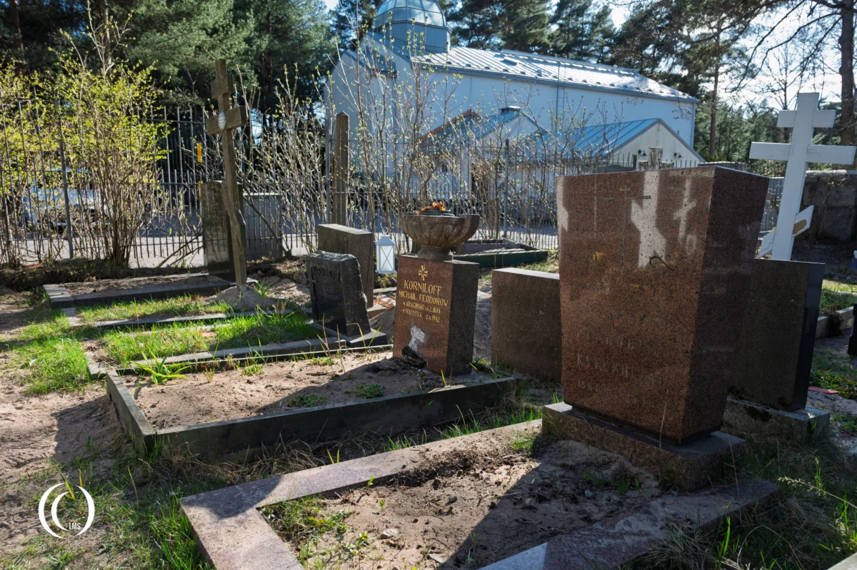 The grave of Michail Korniloff at the Russian Orthodox Cemetery of St. Nicholas Parish in Helsinki