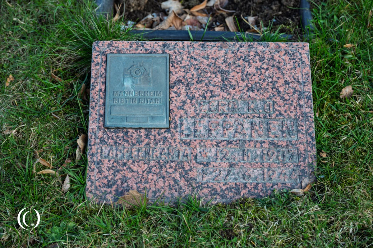 Mannerheim Cross recipient Eero Leppanen at Lappeenranta Heroes Cemetery in Finland