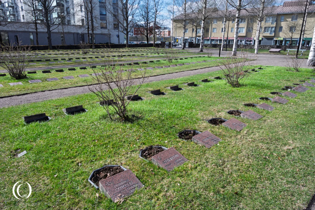 Overview of Lappeenranta Heroes Cemetery in South-Karelia, Finland