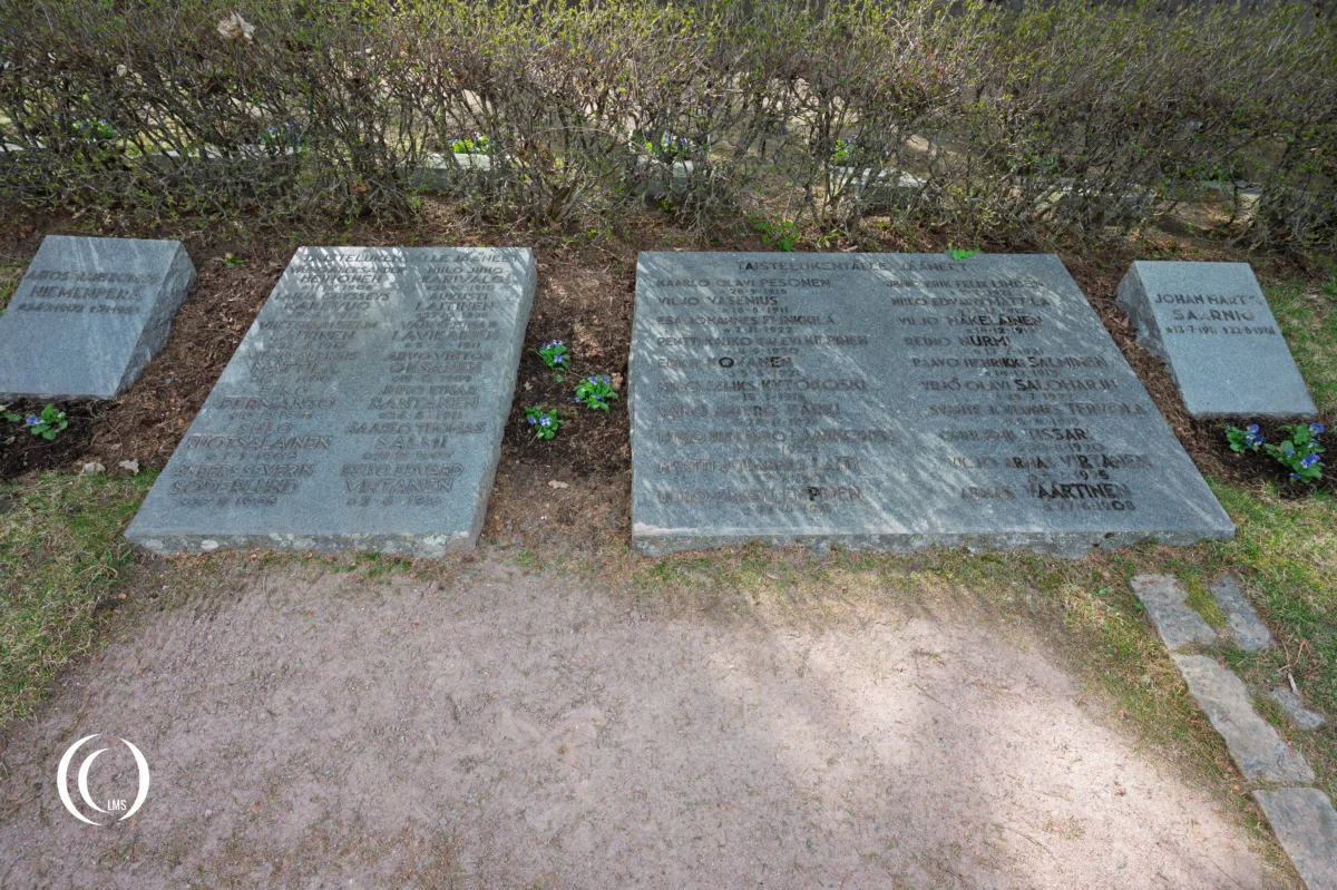 Commemorative plaque for 34 missing soldiers at Tuusula Church Cemetery in Finland