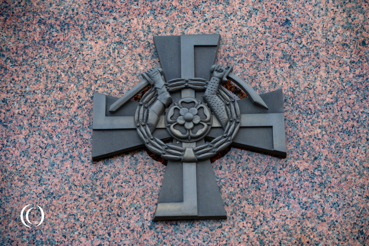 Detail of the Memorial to the Knights of the Mannerheim Cross in Hattula, Finland