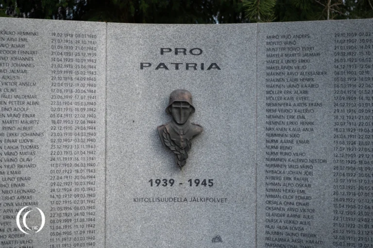 Detail of the Pro Patria Nimikirja monument in Tuusula, Finland