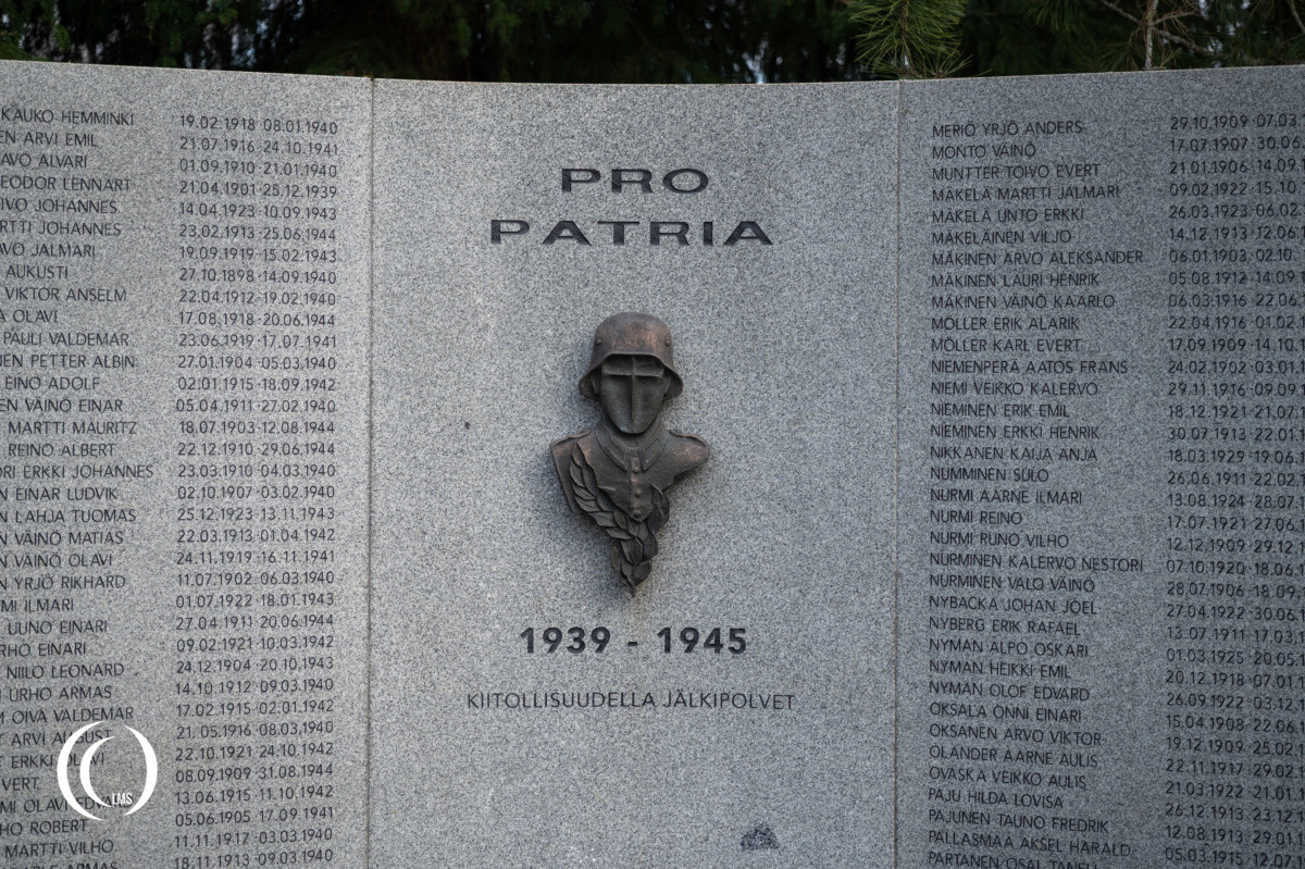 Detail of the Pro Patria Nimikirja monument in Tuusula, Finland