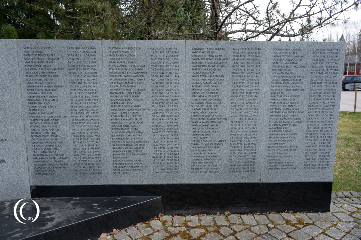Names of the fallen on the Pro Patria Nimikirja monument in Tuusula, Finland