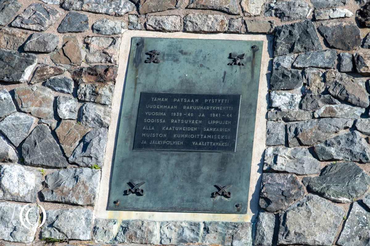 Plaque of the memorial to the cavalrymen who fell in the Winter and Continuation Wars in Lappeenranta, Finland