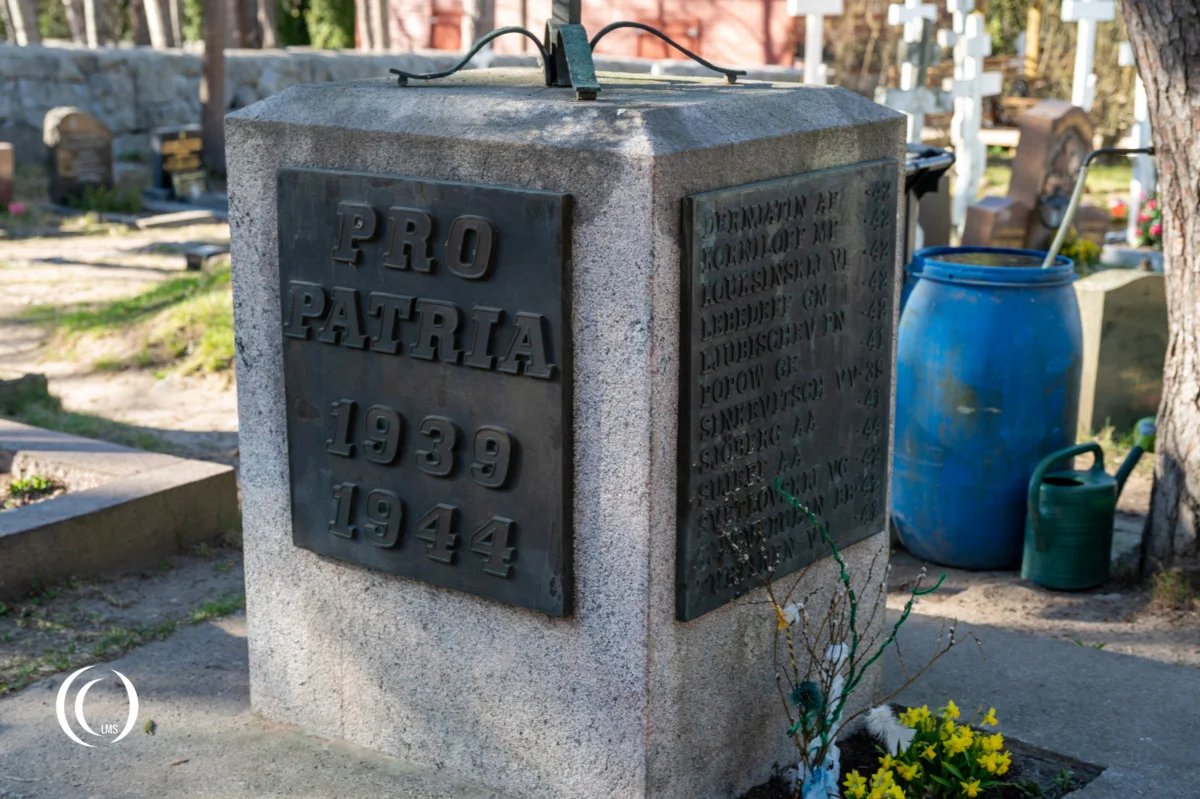 The Pro Patria monument at the Russian Orthodox Cemetery of St. Nicholas Parish in Helsinki, Finland