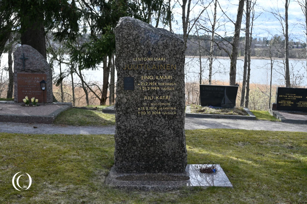 The grave of Finnish fighter ace Eino Ilmari "Illu" Juutilainen at Tuusula Church Cemetery in Finland