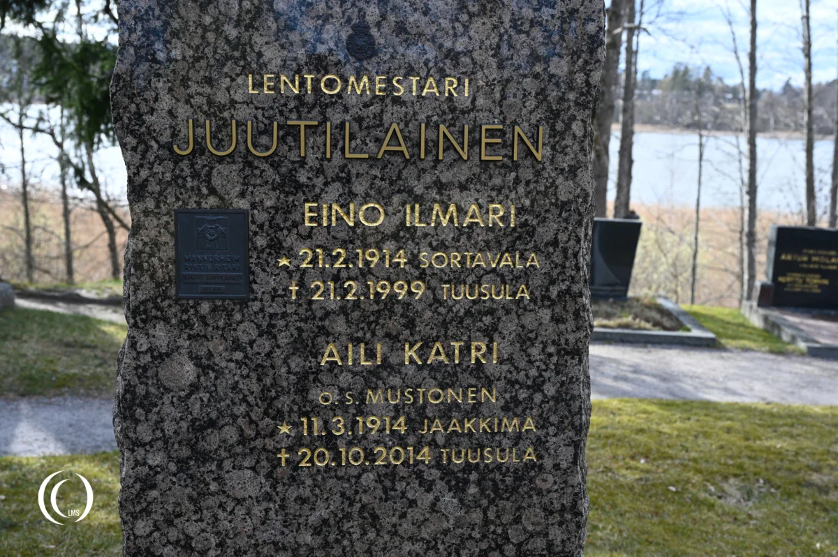 The grave of Finnish fighter ace Eino Ilmari "Illu" Juutilainen at Tuusula Church Cemetery in Finland